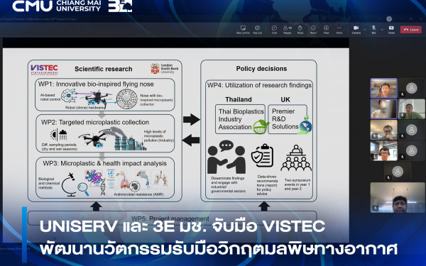Uniserv และ 3E มช. จับมือ VISTEC พัฒนานวัตกรรมรับมือวิกฤตมลพิษทางอากาศ